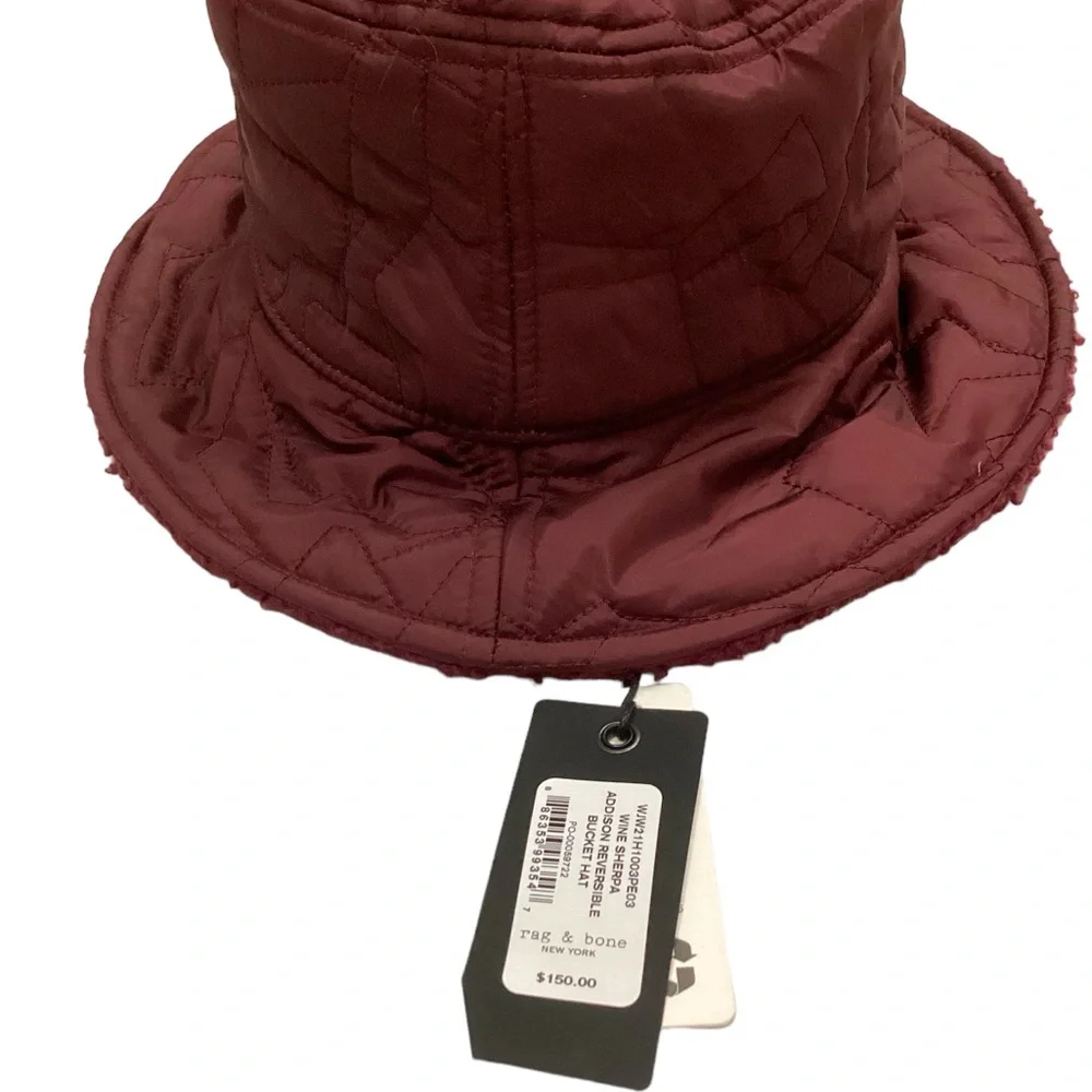NWT rag & bone Addison Sherpa Lined Reversible Bucket Hat in  display picture 1